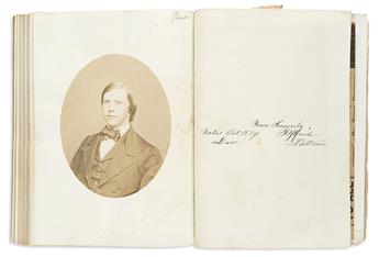 (MAINE.) Heavily annotated Bowdoin College photograph album / yearbook for the Class of 1860.